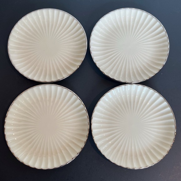 Lenox Bone China Appetizer/ Dessert Plates Trimmed in Silver Set of 4 - Picture 1 of 5